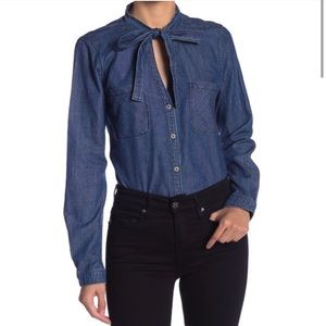 Anthropologie Sanctuary Denim Neck Tie Top